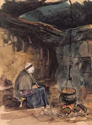 Den Topf kochen sehen - ein Cottage-Interieur